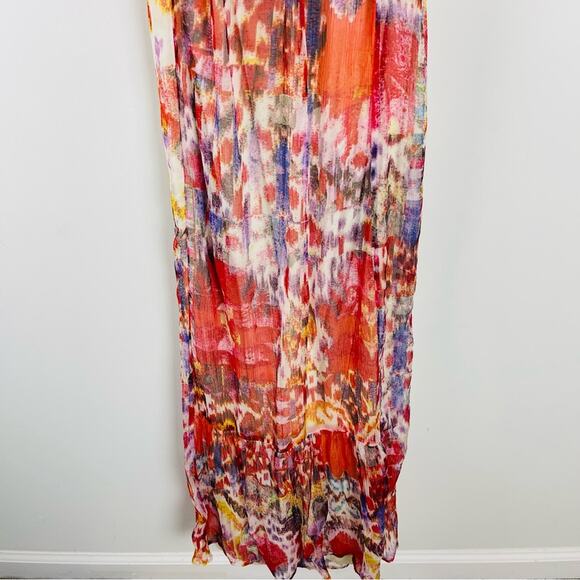 Lucky Brand red purple floral chiffon boho maxi dress small - Picture 4 of 7